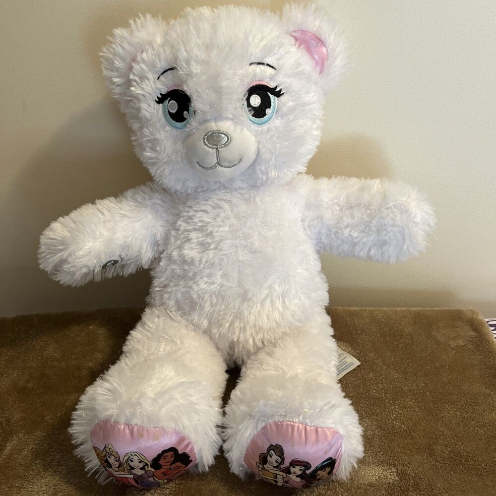 Build A Bear Disney Princess Sparkly White Teddy Bear BAB 25th Celebration Toy